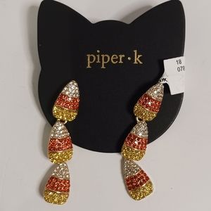 Sparkly dangly candy corn earrings